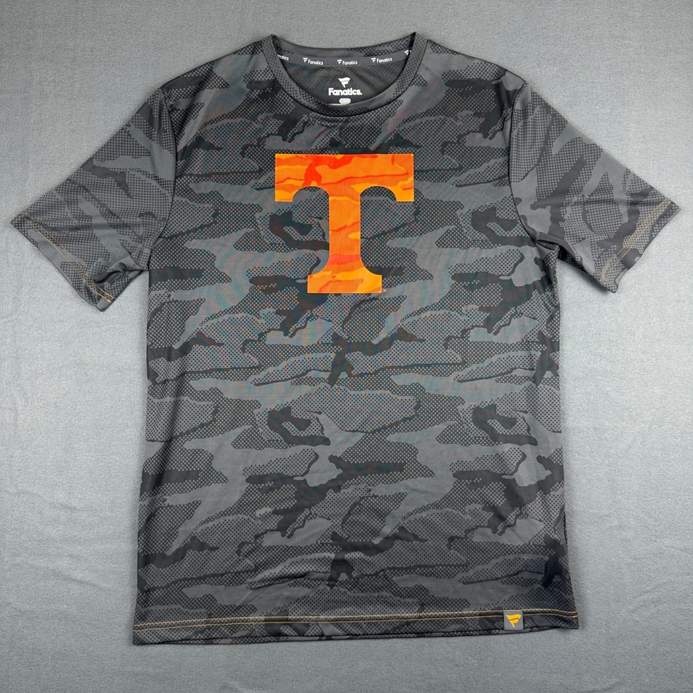 Fanatics Tennessee Volunteers Mens Camo Performance T-Shirt Grey Orange Large